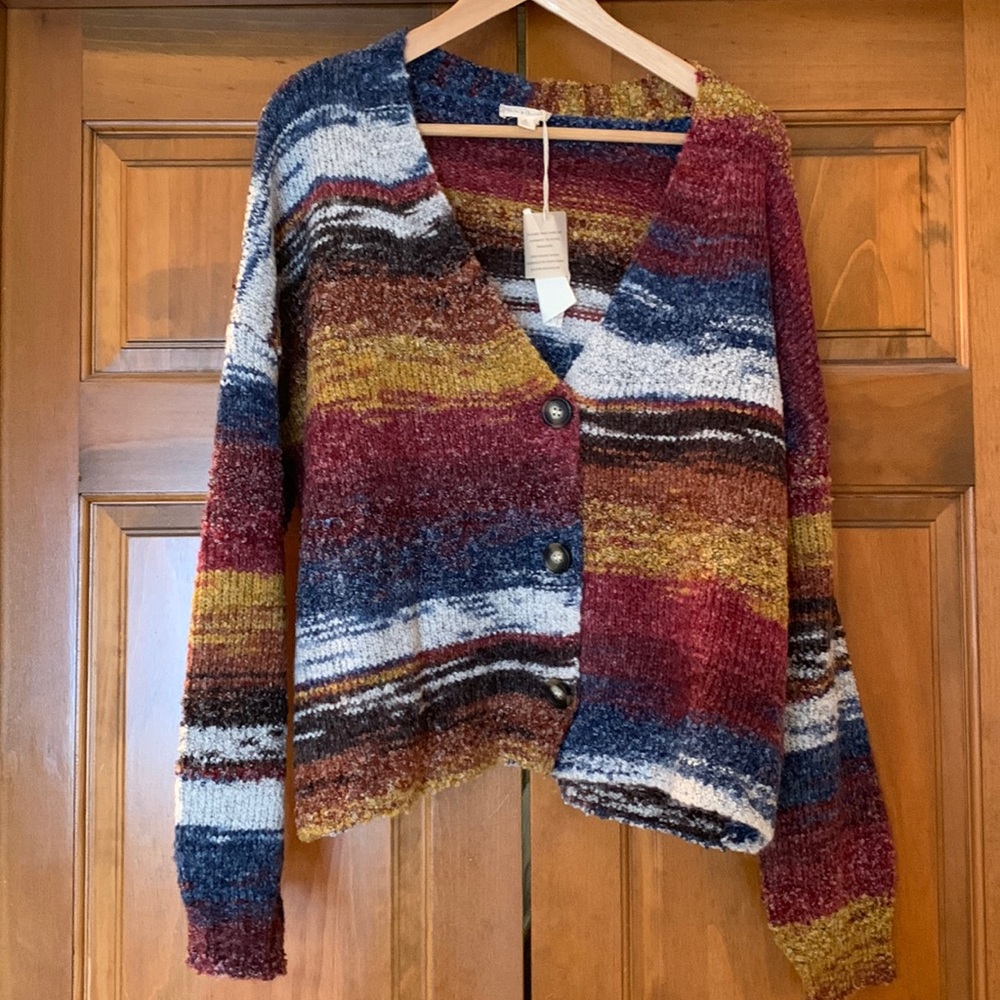 Earth tone button up sweater